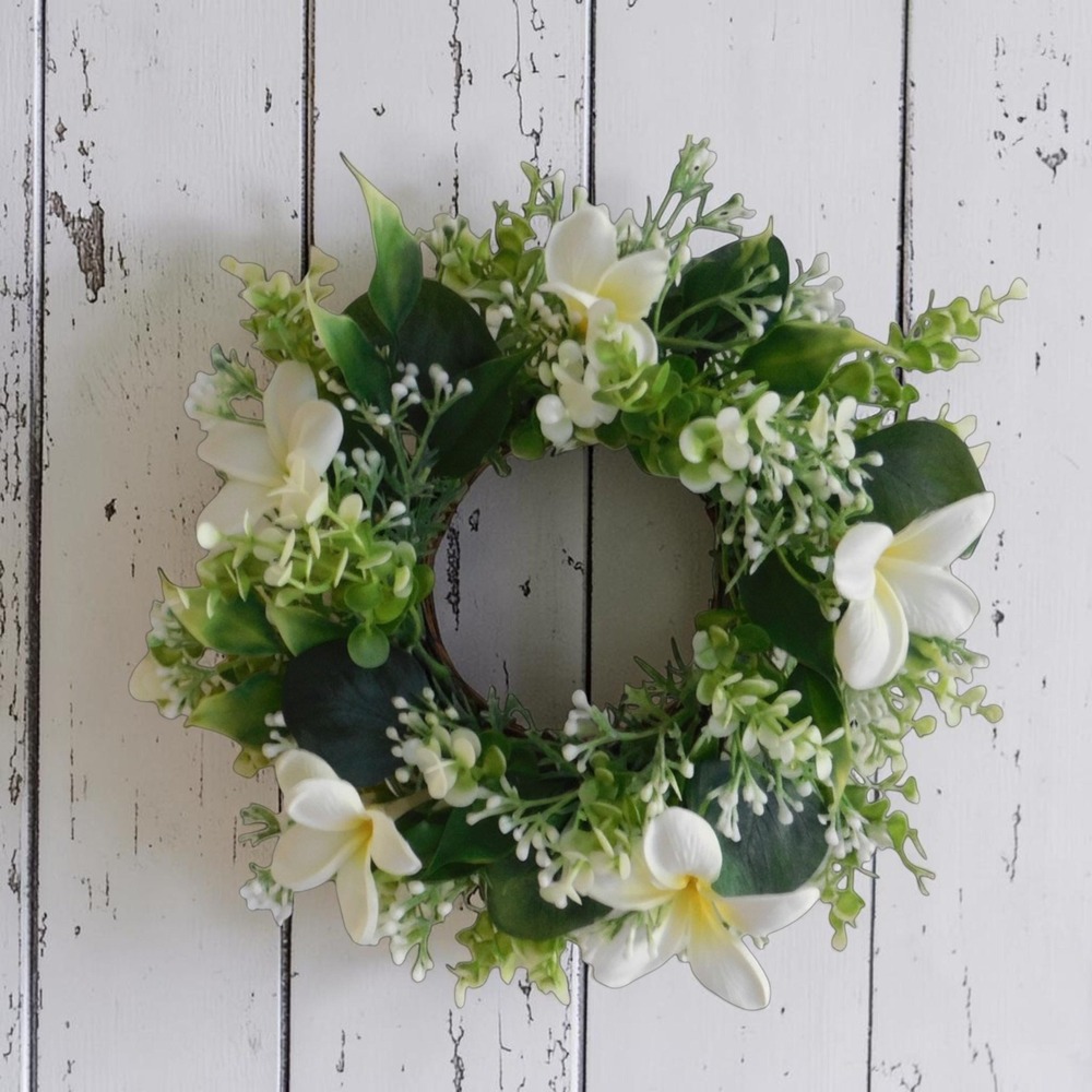 Neutral Greenery Candle Ring, Cottagecore Farmhouse, Spring Summer‎ small wreath
